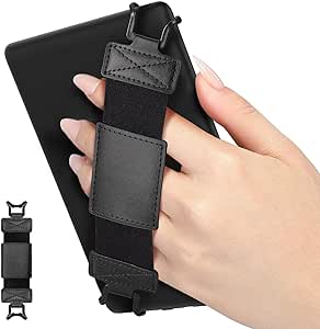 MoKo Soft Hand Strap for 6-8" Kindle eReaders Fire Tablet -Kindle/Kobo/Voyaga/Sony Kindle E-Book Tablet, Black High-Elasticity Versatile Hand Strap Lightweight Finger Grip Holder, Black