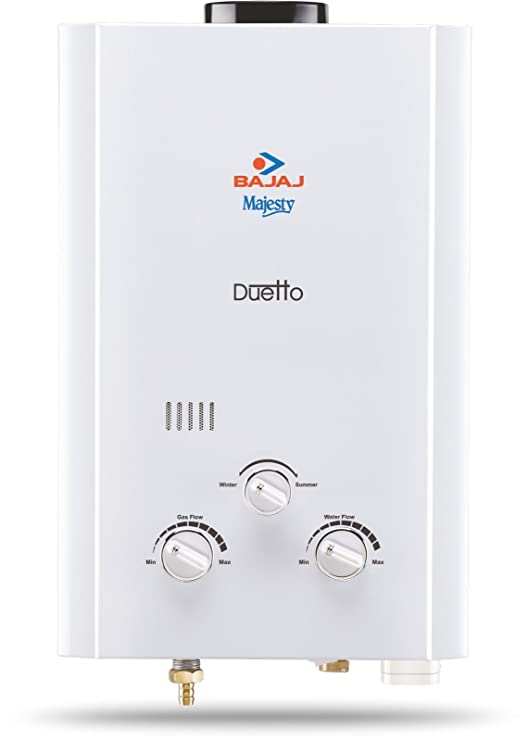 Bajaj Majesty Duetto Gas 6 LTR Vertical Water Heater (PNG), White