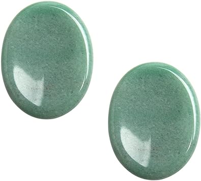 Acxico 2Pcs Jade Palm Stone Green Rock Crystal Healing Reiki Polished Worry Stone