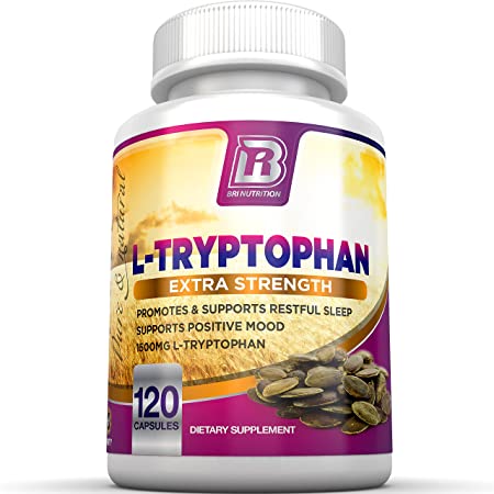 BRI Nutrition L-Tryptophan - Natural Sleep Aid Tryptophan Supplement to Encourage Relaxation, Combat Stress & Encourage Restful Sleep - 1500mg Servings, 120 Count