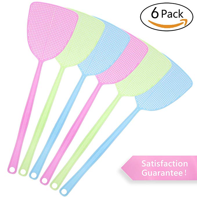 AckMond Fly Swatter Pest Control Multi-colors Plastic Handle for Flies 6 Pack