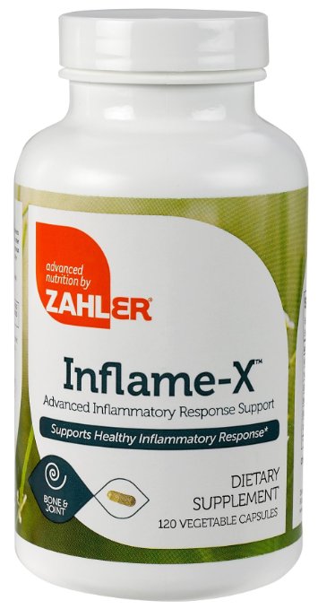 Zahler Inflame-X, Advanced Inflammatory Relief Supplement, Contains Turmeric Boswellia and much more which acts as a powerful Anti-Inflammatory, Certified Kosher, 120 Capsules
