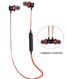 Bluetooth Headphones Stoon Sweatproof V40 Wireless Bluetooth Earphones Headset In-Ear Noise Cancelling Headphones Earbuds with Microphone and Stereo for Running Sports with Magnet Attraction Red
