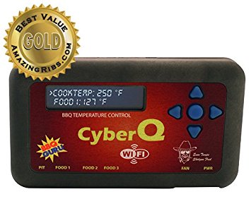 CyberQ Wifi BBQ Temperature Controller, 3 Digital Meat Thermometers, Big Green Egg or Ceramic Adaptor and Pit Viper Fan