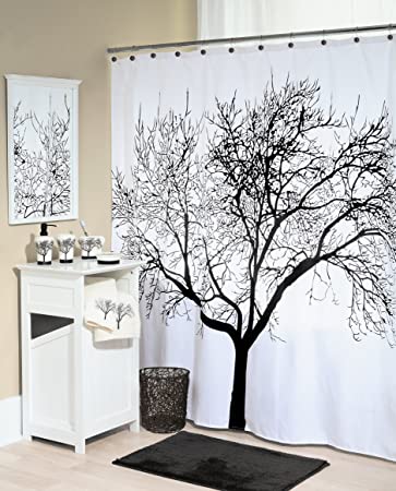 Splash Home Tree Polyester Fabric Shower Curtain, 70" x 72" Inches, Brown