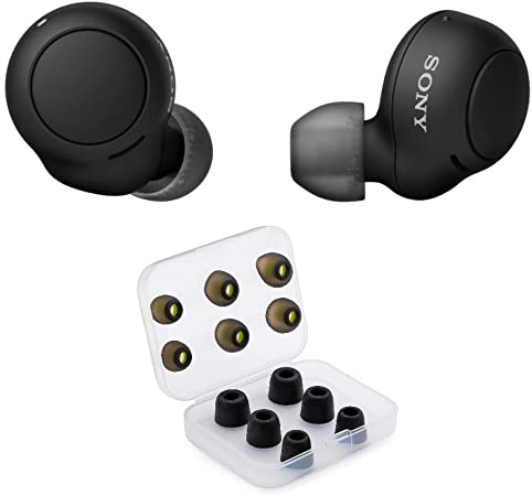 Sony WF-C500 Truly Wireless in-Ear Bluetooth Earbud Headphones (Black) with Knox Gear Foam and Silicone Earbud Tips Bundle (2 Items)