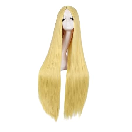 MapofBeauty 40 Inch/100cm Fashion Straight Long Costume Anime Cosplay Wig (Blonde)