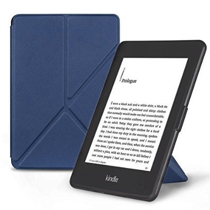 OMOTON Smart Case Cover -- Origami Stand Folio Style PU Leather Smart Cover for your All-New PPW E-book Device (Fits Versions: 2012, 2013, 2014 and 2015 All-new 300 PPI Versions), Classic Navy Blue