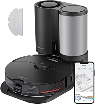 Roborock S7 MaxV Plus Robot Vacuum with Auto-Empty Dock and Mop Cloth (2 Pcs) Bundle, ReactiveAI 2.0 Obstacle Avoidance, Real-Time Video Call, 5100Pa Suction