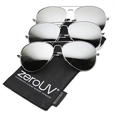 zeroUV - Mirrored Aviator Sunglasses for Men Women Military Sunglasses