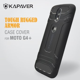 Moto G4 Case KAPAVER [ Moto G4 Plus ] Tough Rugged Case Cover - Solid Black Shock Proof Bumper Case