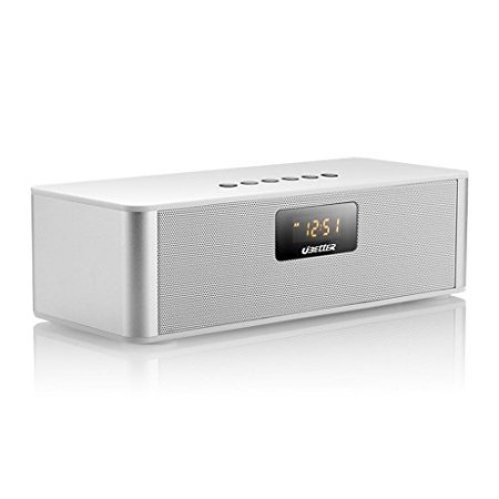 Bluetooth Speakers Ubetter Portable Wireless Speaker FM Radio and LCD Display High-Definition Sound Quality made for Outdoors  Indoor Entertainment White