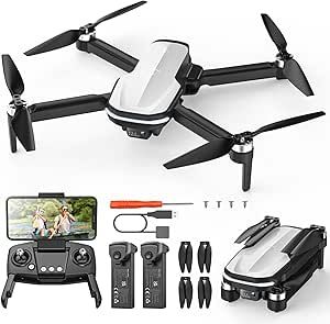 Holy Stone FPV Drone with 1080P HD Camera for Kids and Adults, HS280D Foldable RC Quadcopter with Brushless Motor, Optical Flow, Tap Fly, Voice Control, Gesture Selfie, 2 Modular Batteries