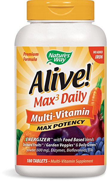 Nature's Way, Alive! Multi-Vitamin, No Iron Added, 180 Tablets