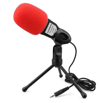 Professional Stereoscopic Condenser Sound Microphone With Stand for PC Laptop Skype MSN QQ Recording Black