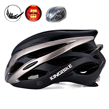 KINGBIKE Adult Bike Helmet, with Helmet Rain Cover / Safety Rear Led Light / Lightweight