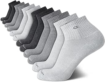 Calvin Klein Men's Socks - Athletic Cushioned Quarter Cut Ankle Socks (12 Pairs)