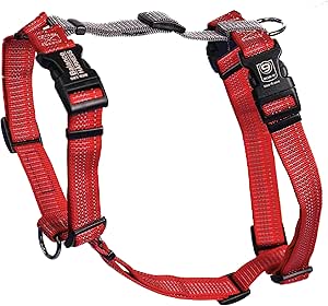 Blue-9 Reflective Buckle-Neck Balance Harness, Fully Customizable Fit No-Pull Harness with 3M Reflective Stitching, Ideal for Dog Training and Obedience, Made in The USA, Red, Medium
