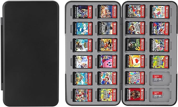 Vicloon Game Card Case Switch for Nintendo Switch, Game Card Holder Game Storage with 24 Cartridge Slots, Switch Game Holder case for Switch Game Card & SD Card Storage for Travel Carrying Case（Black）