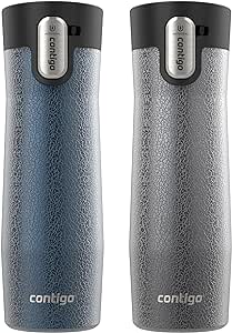 Contigo® AUTOSEAL® West Loop Vacuum-Insulated Stainless Steel Travel Mug with Easy-Clean Lid, 20 oz, 2-Pack, Crystal Blueberry; Crystal Sake