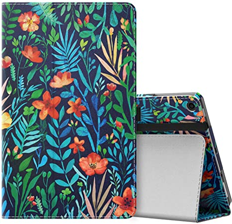 MoKo Case Fits All-New Amazon Fire HD 10 Tablet (7th Generation and 9th Generation, 2017 and 2019 Release), Slim Folding Stand Cover with Auto Wake/Sleep for Fire HD 10.1 - Jungle Night