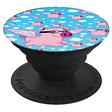 PopSockets Cell Phone Stands - Smartphones & Tablets - "Brave New Look Flying Pigs With Wings - Pig"