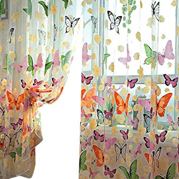 Daxin Butterfly Panel Scarf Window Curtain Screens Balcony Sheer Valances Home