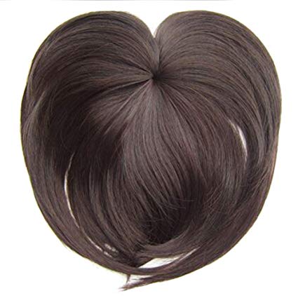 Kiode Silky Clip-On Hair Topper Wig, Silky Base Clip in Human Hair Toppers Darkest Brown, Heat Resistant Fiber Hair Extension for Women
