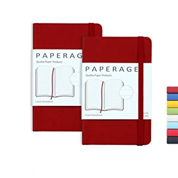 2-Pack Pocket Notebook Journal Notepad Small, College Ruled, 3.6" x 5.5", Faux Leather Soft Cover Mini Journal, 100 GSM Thick Paper, Inner Pocket (Burgundy Lined)