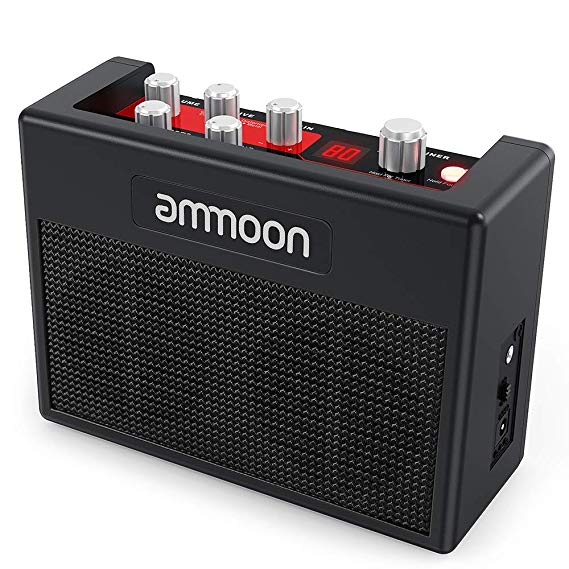 ammoon Guitar Amplifier Portable Electric Guitar Amp 5 Watt Multi Effects Pedal Built-in 80 Drum Rhythms Support Tuner Tap Tempo Functions