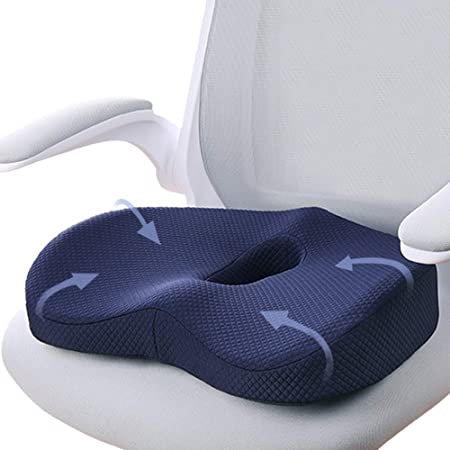 Matvio Seat Cushion Pillow for Office Chair - Magnetic Fabric Inner Cover Memory Foam Coccyx Pad - Tailbone, Sciatica, Lower Back Pain Relief Cushion - Contoured Posture Corrector for Sitting