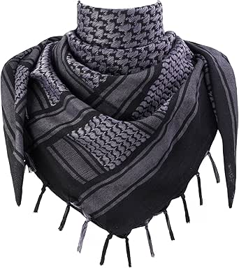 Explore Land Cotton Shemagh Keffiyeh Tactical Desert Scarf Neck Head Wrap with Tassel for Men Women