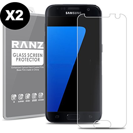 [2 Pack] Galaxy S7 Screen Protector,RANZ Tempered Glass Premium High Definition Shockproof Clear Screen Protector for Samsung Galaxy S7