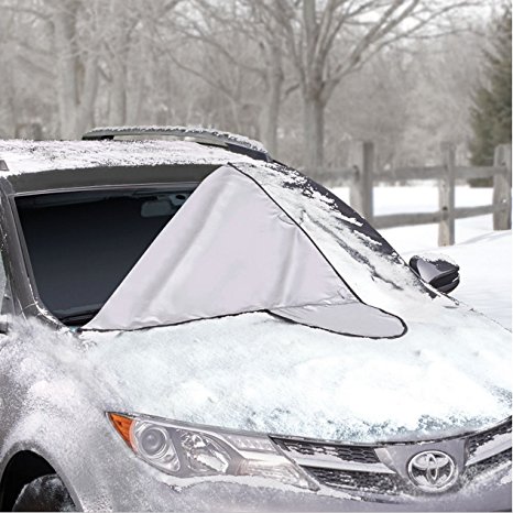 Car Windshield Cover for Winter Snow Removal- Magnetic Snow, Ice and Frost Guard - Fits SUV, Truck & Car Windshields - Auto Windshield Snow Cover - Large - Outback Shades
