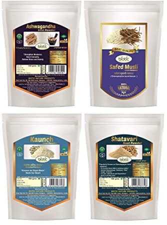 Biotic Safed Musli, Ashwagandha, Shatavari & Kaunch Seed Powder - 400gms (100gms each)