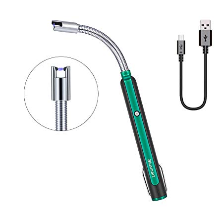 Lighter, Electric Arc Lighter, Blusmart USB Rechargeable Flameless Electronic Lighters Windproof Safety ON/Off & 360°Flexible Long Neck Lighter for Candles BBQ Fireworks Camping, No Spark & Smell