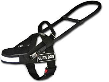 Dean and Tyler Guide Light Nickel Hardware Nylon Dog Harness, Black/Reflective, Medium - Fits Girth: 29-Inch to 39-Inch, Chest Size: 22-Inch Max