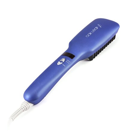 Hair Straightener Brush,Oak Leaf Detangling Hair Brush,Instant Silky Straight Hair,Anion Hair Care,Anti Scald,Adjustable Temperature,2 in 1,Blue