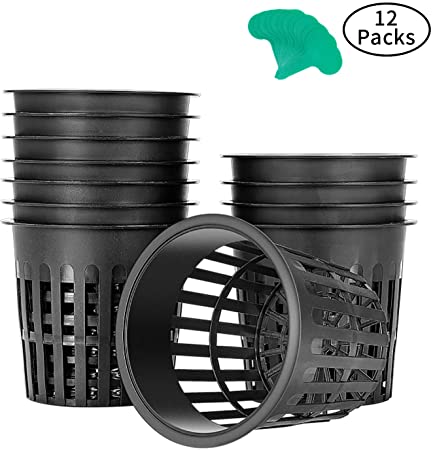 VIVOSUN 12 Pack 4 Inch Net Pots Heavy Duty Net Cups with 12 Pcs Plant Labels