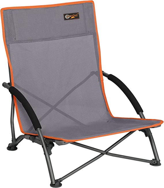 Portal Foldable Beach Chairs Low Folding Lightweight Camping Chair Outdoor Mesh Back Padded Armrests for Backpack Picnic Festival 100KG Capacity