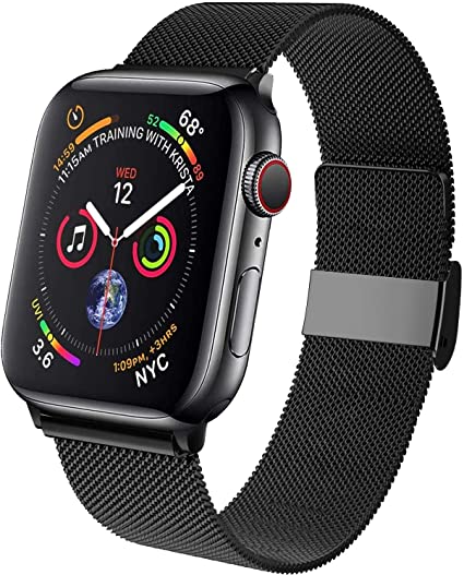 GBPOOT Band Compatible with Apple Watch Band 38mm 40mm 42mm 44mm, Wristband Loop Replacement Band for Iwatch Series 6/SE/5/4/3/2/1,Black,38mm/40mm