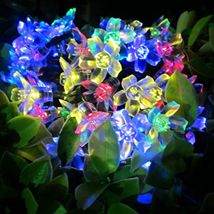 Captain 23Ft 50 LED Solar Fairy String Lights Blossom Flower Light Wedding Party Decorate Gardens,Lawn,Patio, Christmas Trees,Indoor and Outdoor
