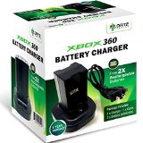 Ortz Xbox 360 Battery Pack  FREE 2x Rechargeable Batteries with Charging Station - Best Quality Charger for X360 Wireless Controller - USB Cable and Dock Stand with 2 Batteries - Quick charge Kit Black - 1 YEAR WARRANTY