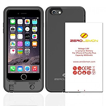 iPhone 6/6s Plus Battery Case, ZeroLemon iPhone 6/6s Plus 9000mAh Extended Battery with ZeroShock Double Layer Hybrid Case for iPhone 6/6s Plus   Belt Clip Holster [Apple Certified Connector]-Black