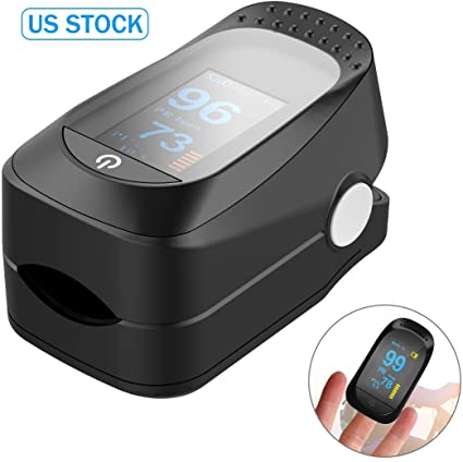 Fingertip Pulse Oximeter, Blood Oxygen Saturation Monitor for Pulse Rate with Lanyard (Black)