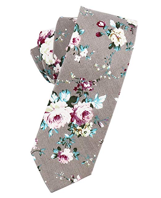 Mantieqingway Men's Cotton Printed Floral Neck Tie