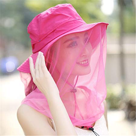 WENDYWU Camouflage Beekeeping Beekeeper Anti-mosquito Bee Bug Insect Fly Mask Cap Hat with Head Net Mesh Face Protection Outdoor Fishing Equipment (Rose)