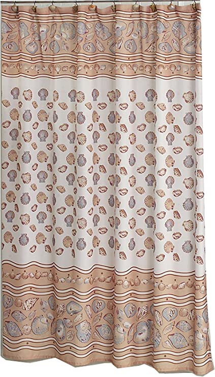 Carnation Home Fashions 70" X 72" Fabric Shower Curtain, South Beach Ivory