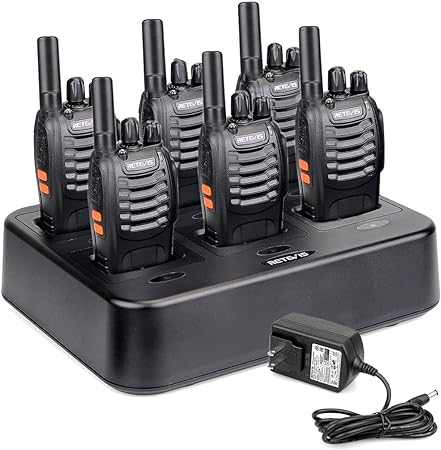 Retevis H777 Walkie Talkie Rechargeable 2 Way Radios Long Range (6 Packs) with 6-Way Multi Unit Charger