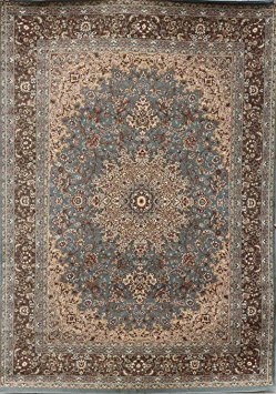New City Light Blue Silver Traditional Isfahan Wool Persian Area Rugs 5'2 x 7'3